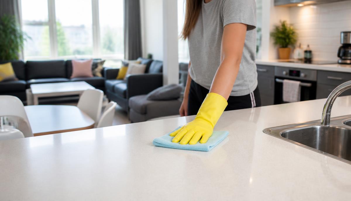Shared kitchen cleaned in student accommodation